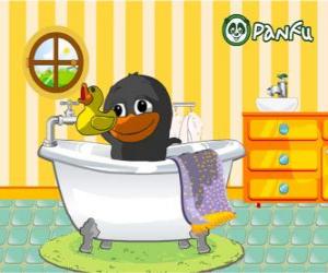 Puzzle Bolly μαύρο στο μπάνιο, τα ζωικά Panfu
